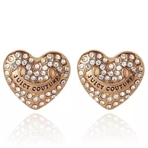 NEW NWT Juicy Couture Crystal-Studded Gold Heart Earrings